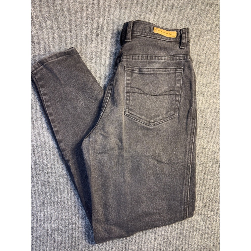 Gloria Vanderbilt Jeans Womens 6 Black Denim Embroidered Logo Flat Front Outdoor